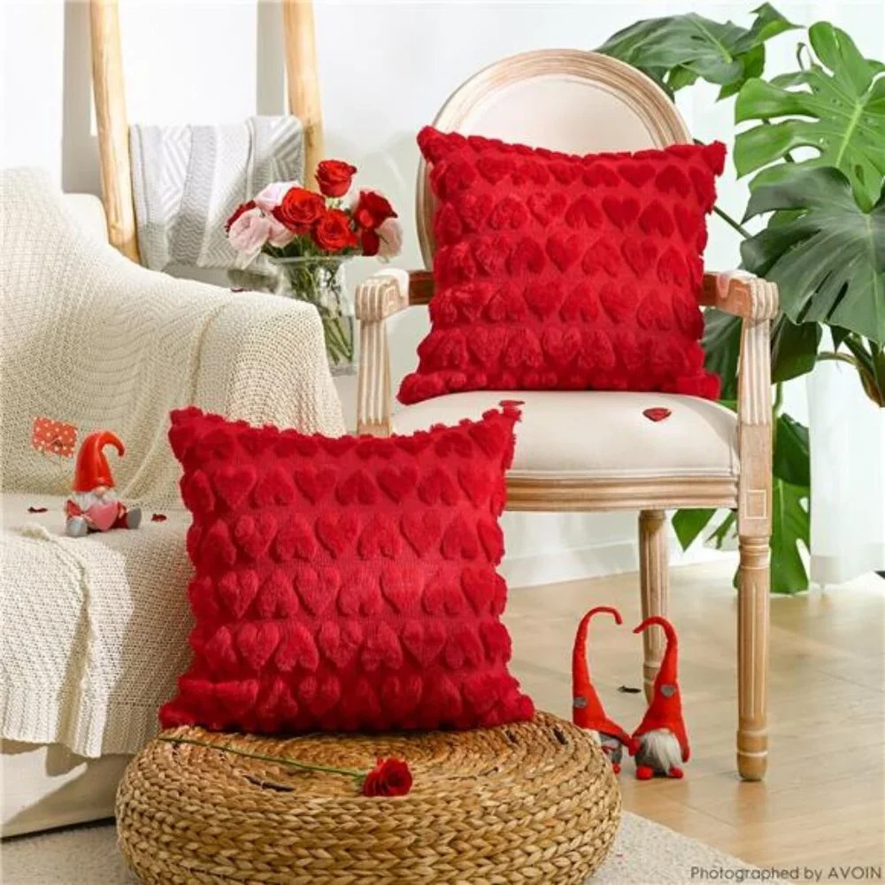 colorlife Valentine's Day Love Heart Throw Pillow Cover Set of 2, 18 x 18